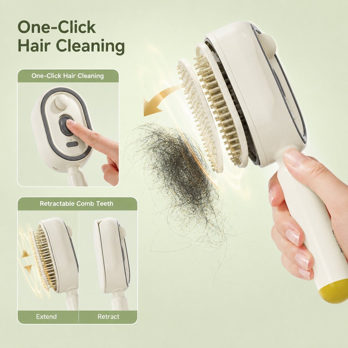 Self-Cleaning Hairbrush (Einknopf-Reinigung)